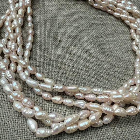 Three-Strand Hand-Knotted Freshwater Pearl Triple-Strand Necklace 35” - Picture 12 of 12